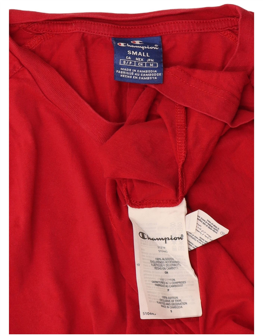 Champion Herre T-Shirt Top Lille Rød Bomuld