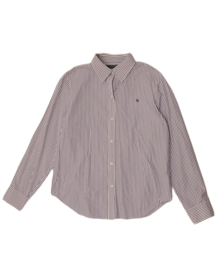 Ralph Lauren Dameskjorte UK 14 Medium Blue Pinstripe Bomuld