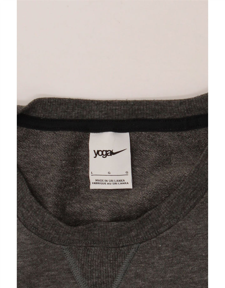 NIKE Womens Yoga Oversized Sweatshirt Jumper UK 16 Large Grey Polyester Vintage Nike and Second-Hand Nike from Messina Hembry 