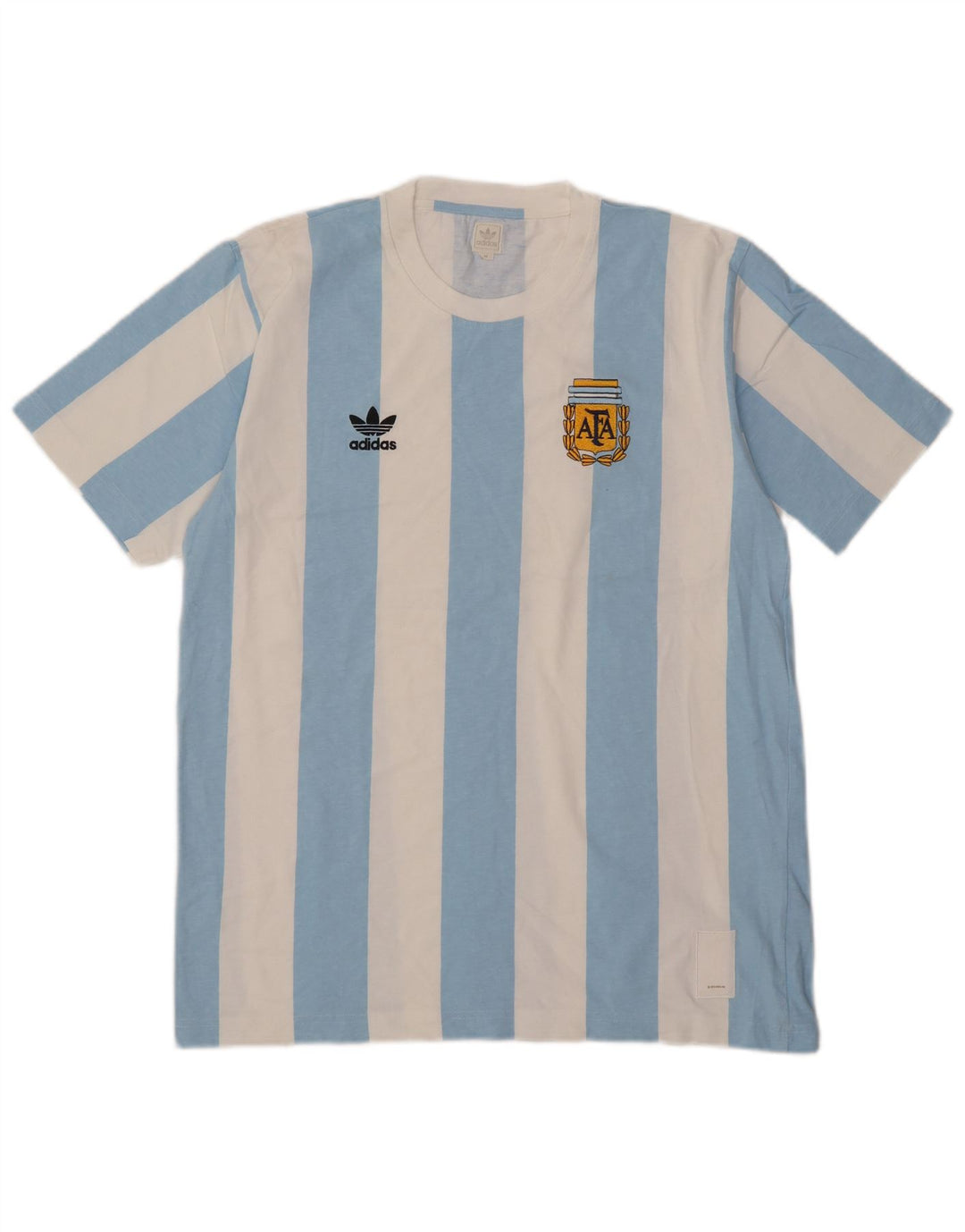 Adidas Grafisk T-shirt top mellemblå stribet bomuld til mænd