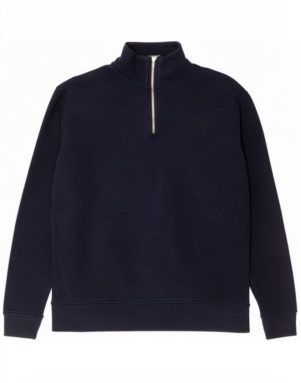 Zara Sweatshirt med lynlås til mænd, medium marineblå polyester