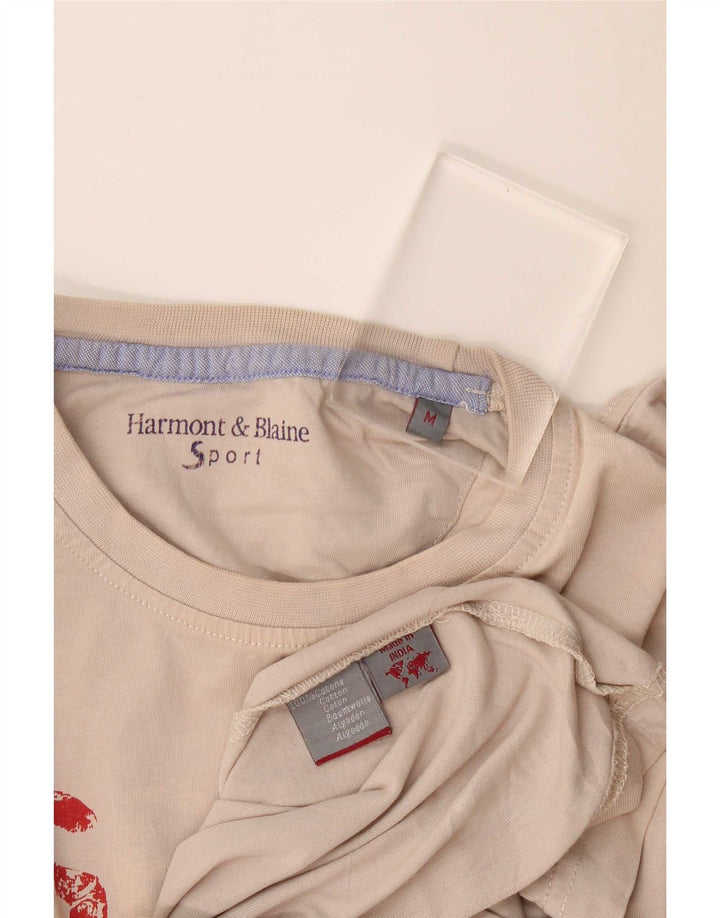 Harmont & Blaine Herre grafisk T-shirt top mellem hvid bomuld