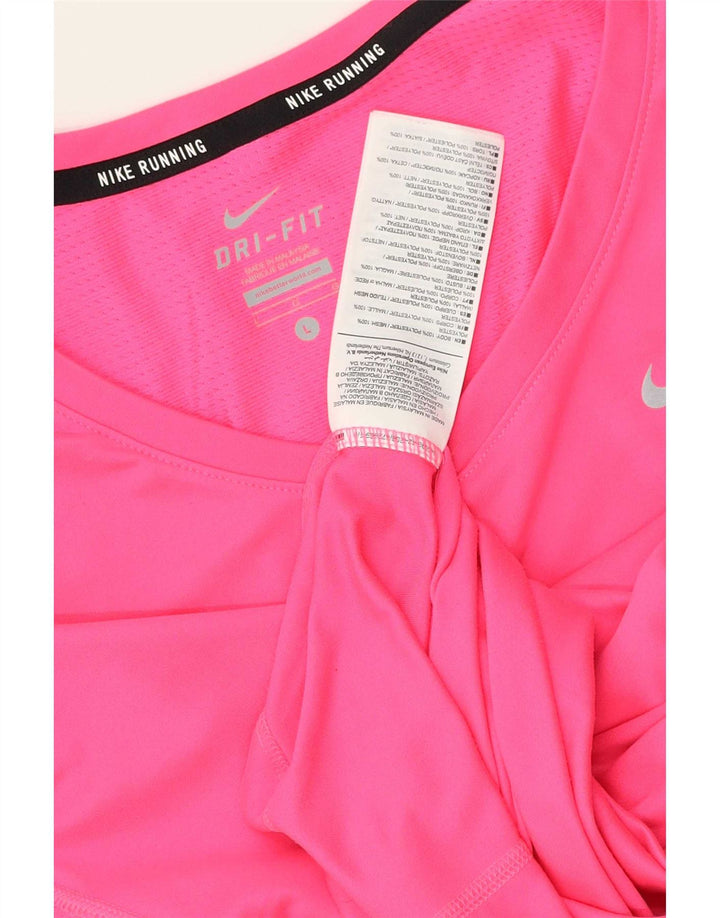 Nike Dame Dri Fit T-Shirt Top UK 14 Stor Pink Polyester