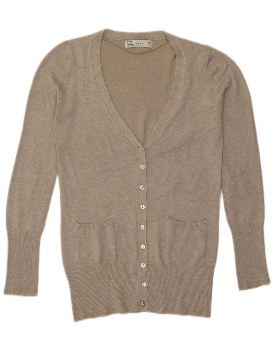 Zara Dame Cardigan Sweater UK 10 Small Grå