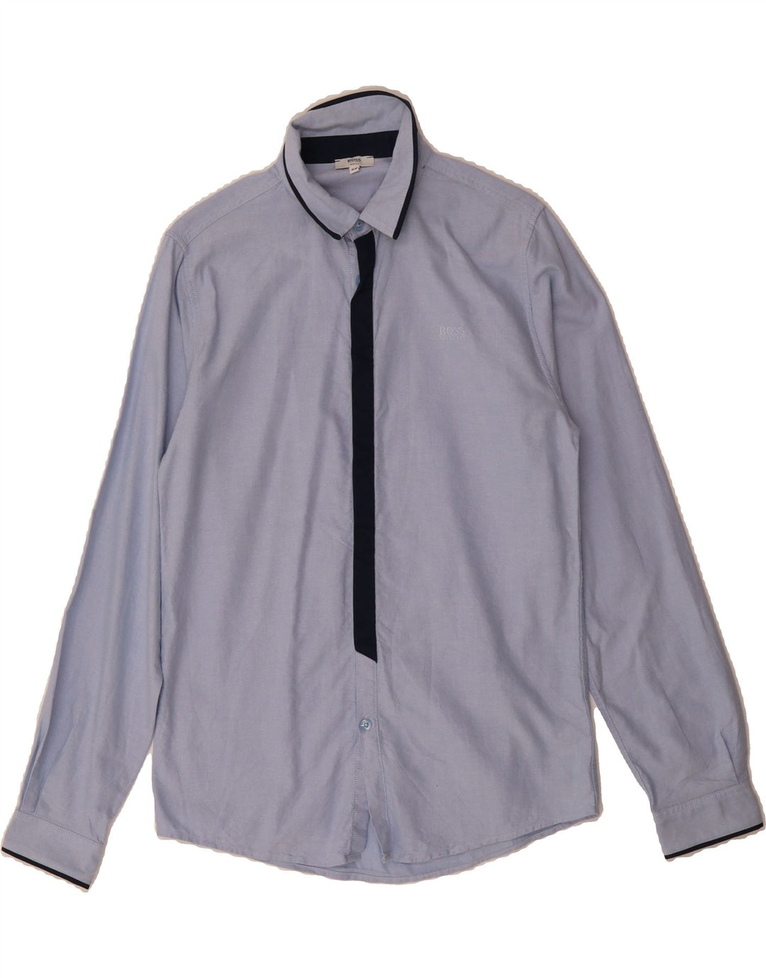 HUGO BOSS Boys Shirt 15-16 Years Blue Colourblock Cotton Vintage Hugo Boss and Second-Hand Hugo Boss from Messina Hembry 