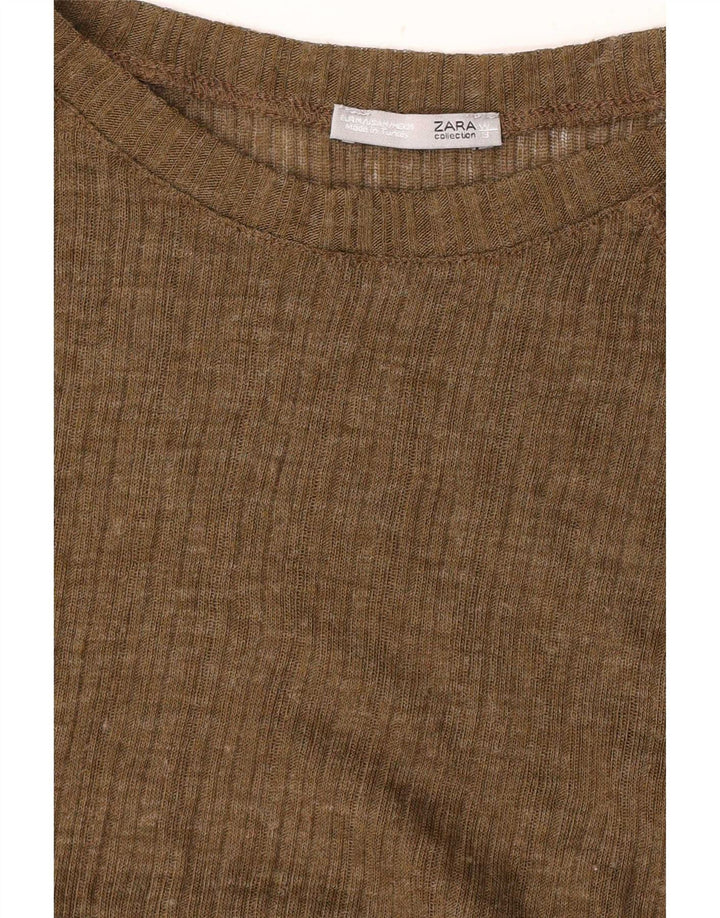 Zara Dametop Langærmet UK 14 Medium Khaki