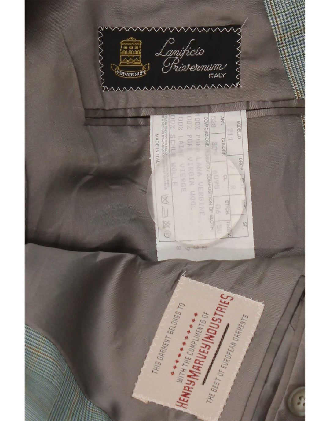 Vintage herre 2-knaps blazerjakke IT 50 Large Blue Check Virgin Wool
