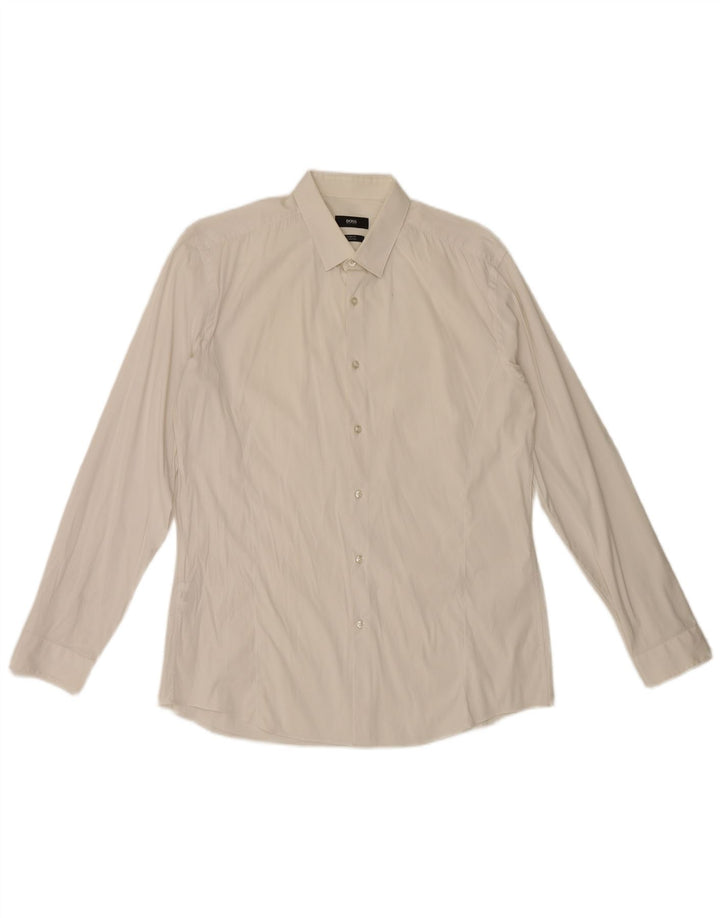Hugo Boss Herre Slim Fit skjorte str. 42 Stor hvid bomuld