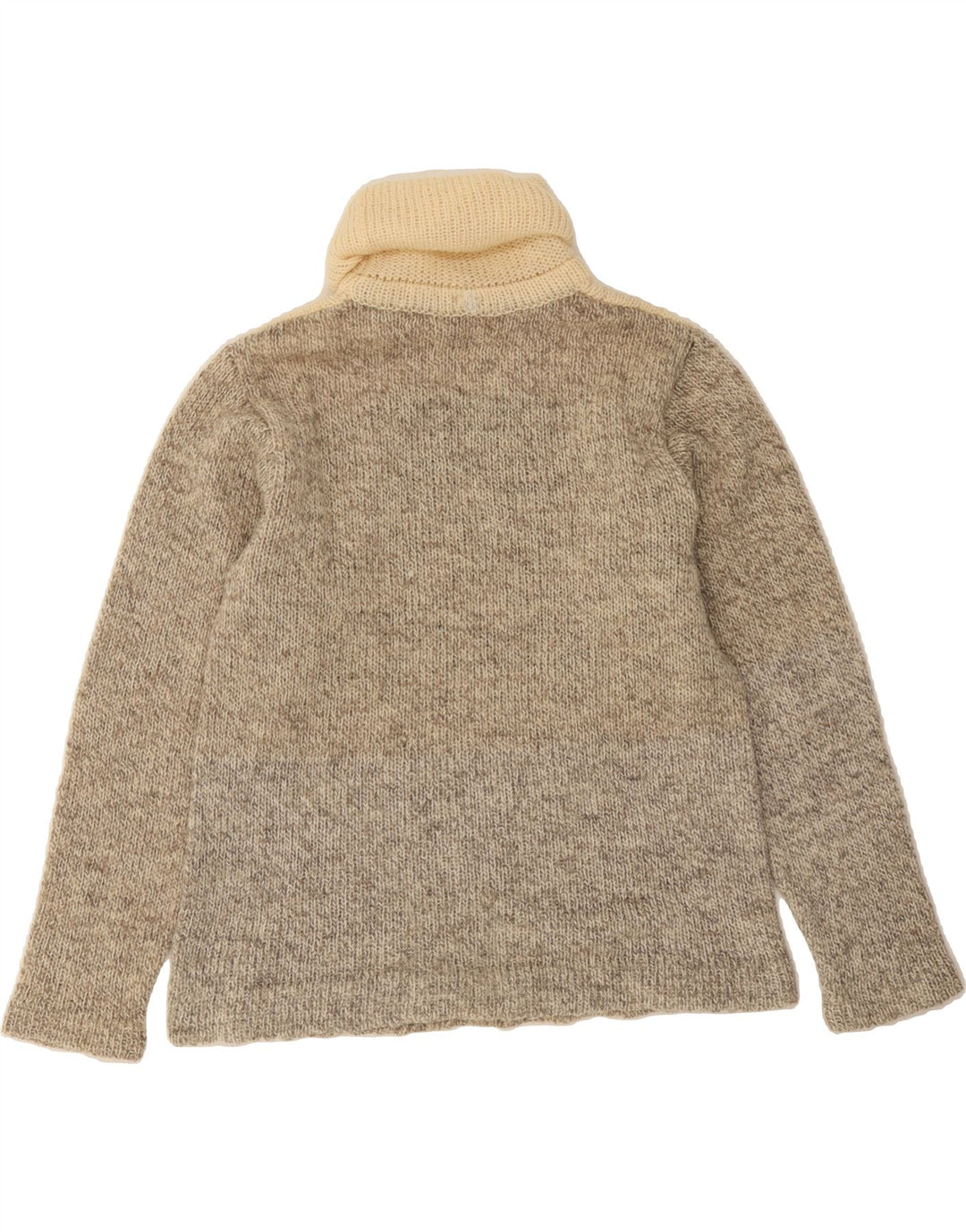 VINTAGE Womens Roll Neck Jumper Sweater UK 12 Medium Grey Fair Isle Wool Vintage Vintage and Second-Hand Vintage from Messina Hembry 
