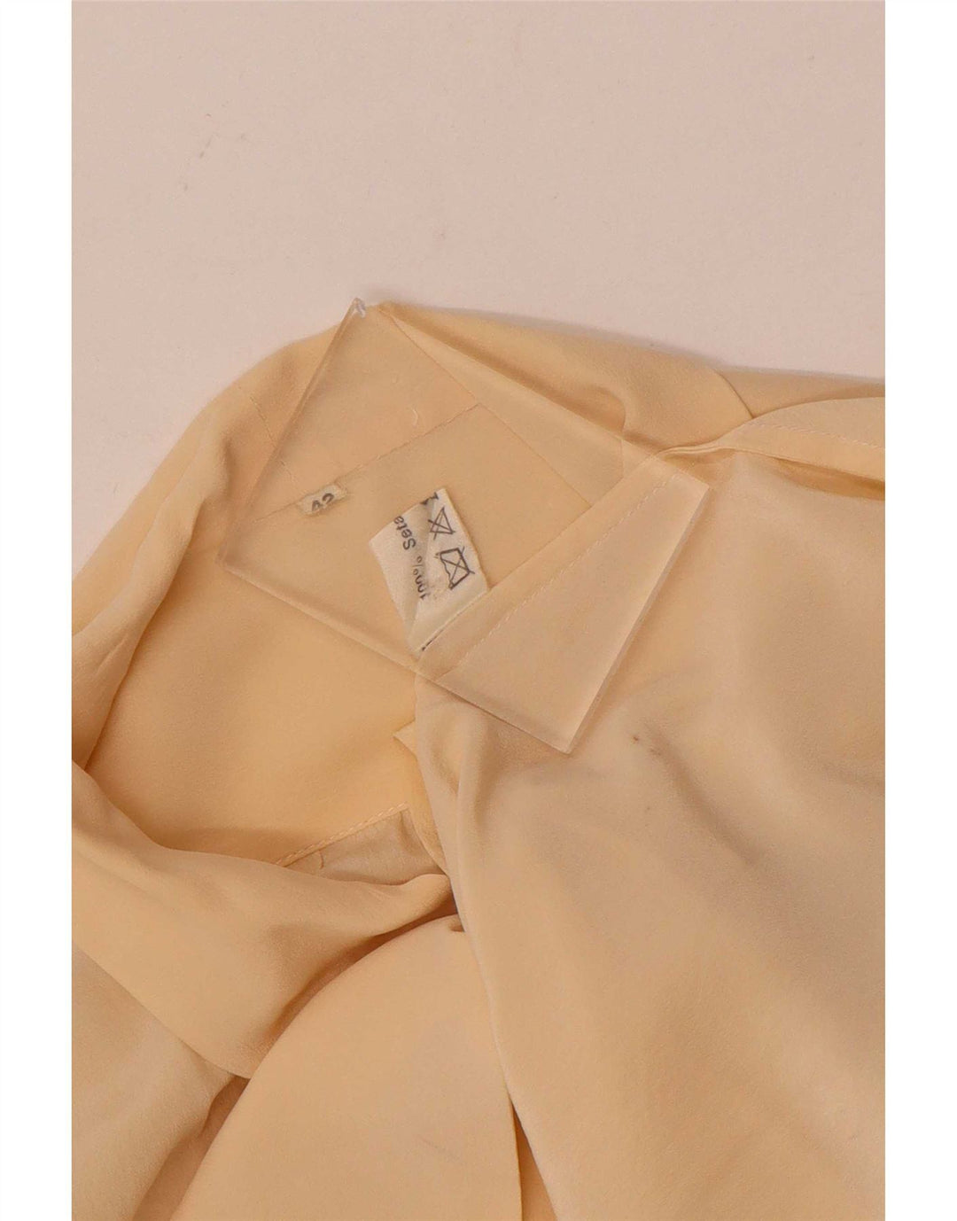 Vintage Dame Front Tie Shirt Bluse IT 42 Medium Yellow Silk
