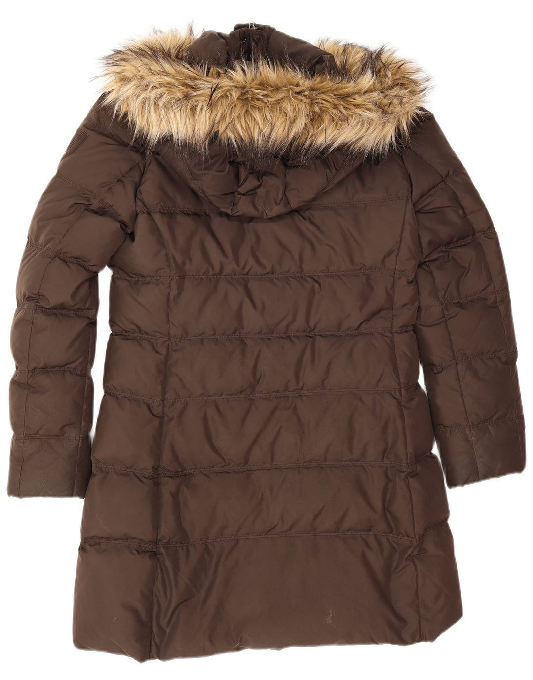 Tommy Hilfiger Dame Hætte Polstret Frakke UK 14 Medium Brun Polyester