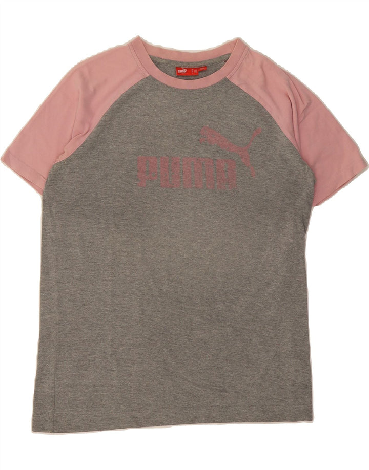 PUMA Mens Graphic T-Shirt Top Small Grey Colourblock Vintage Puma and Second-Hand Puma from Messina Hembry 