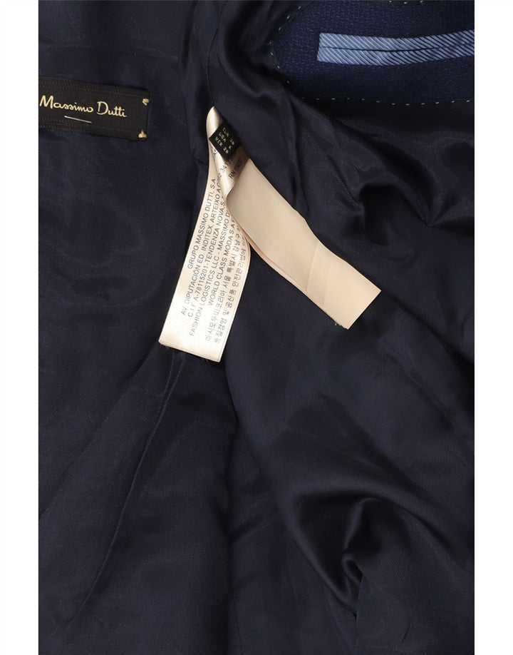 Massimo Dutti Dame 1 Knap Blazer Jakke EU 38 Medium Navy Blue Viscose