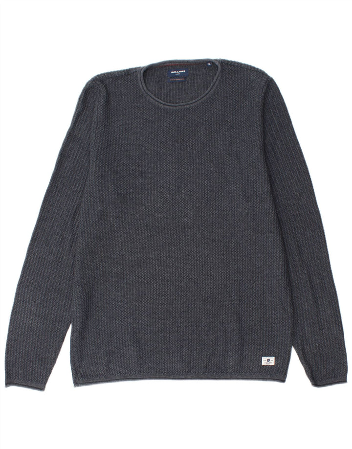 Jack & Jones Herre sweater med rund hals, mellemblå marineblå bomuld