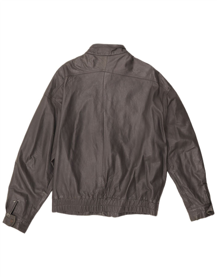 Vintage herre læderjakke IT 54 2XL Grå