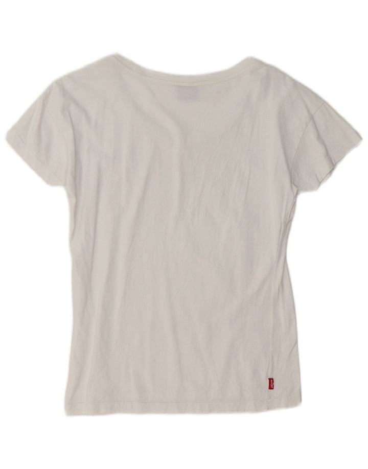 Levi's Dame Grafisk T-Shirt Top UK 10 Small White