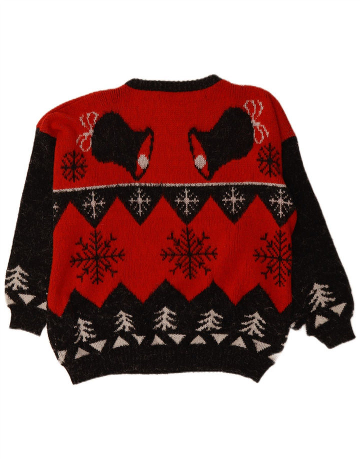 VINTAGE Herre sweater med rund hals XL Red Fair Isle