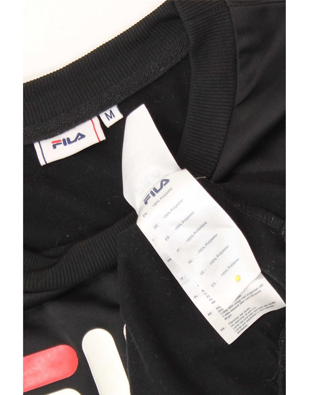 Fila Dame Grafisk Sweatshirt Jumper UK 14 Medium Sort Polyester