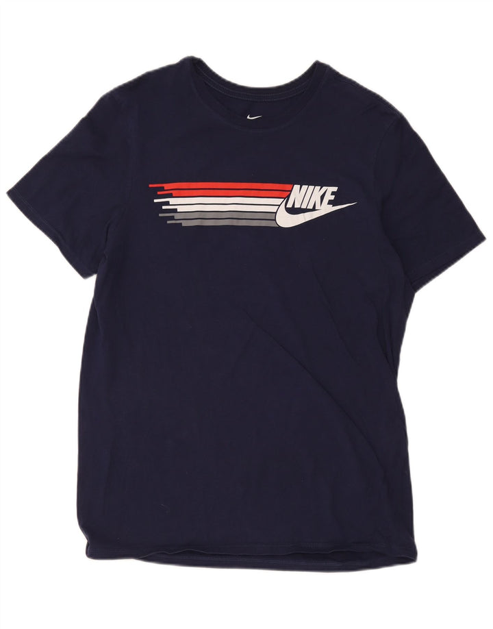 Nike Herre Athletic Cut Grafisk T-Shirt Top Medium Navy Blue