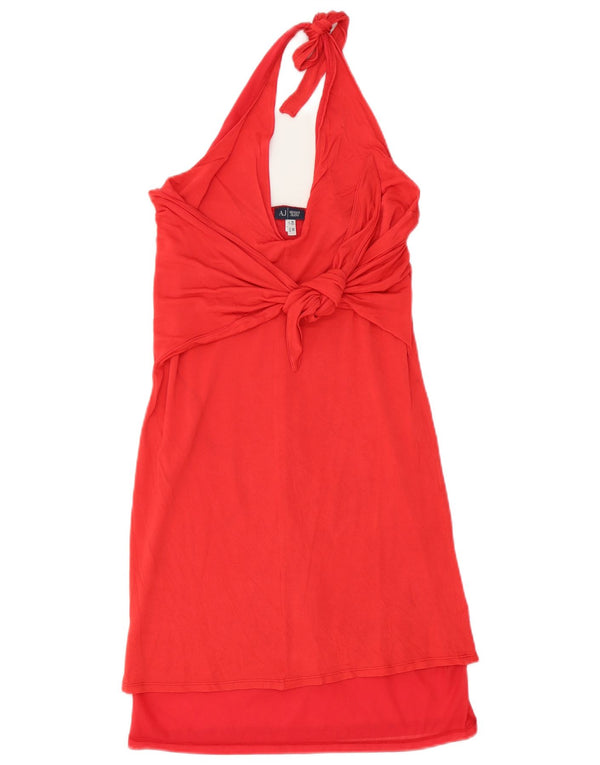 Armani Jeans Dame Halter Dress UK 12 Medium Red