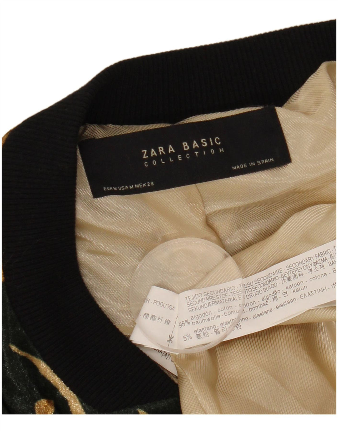 ZARA Bomberjakke til kvinder UK 14 Mellemgrøn blomsterbomuld