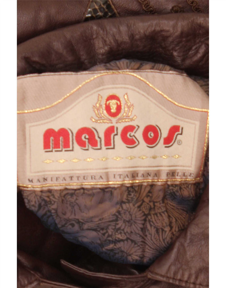 Marcos Oversized læderfrakke til kvinder IT 40 Lille brunt læder