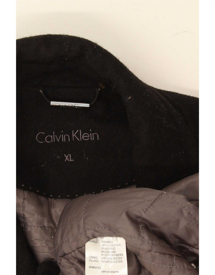 Calvin Klein Herre Dobbeltradet Frakke UK 42 XL Sort Uld