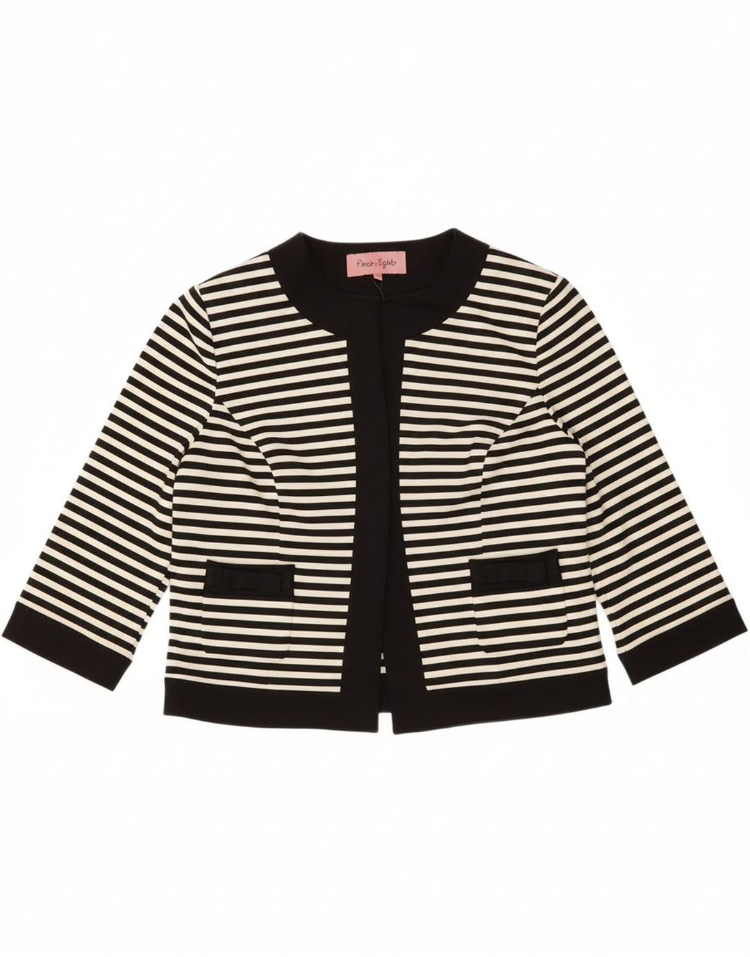 PHASE EIGHT Womens 3/4 Sleeve Bolero Jacket UK 14 Medium Black Striped