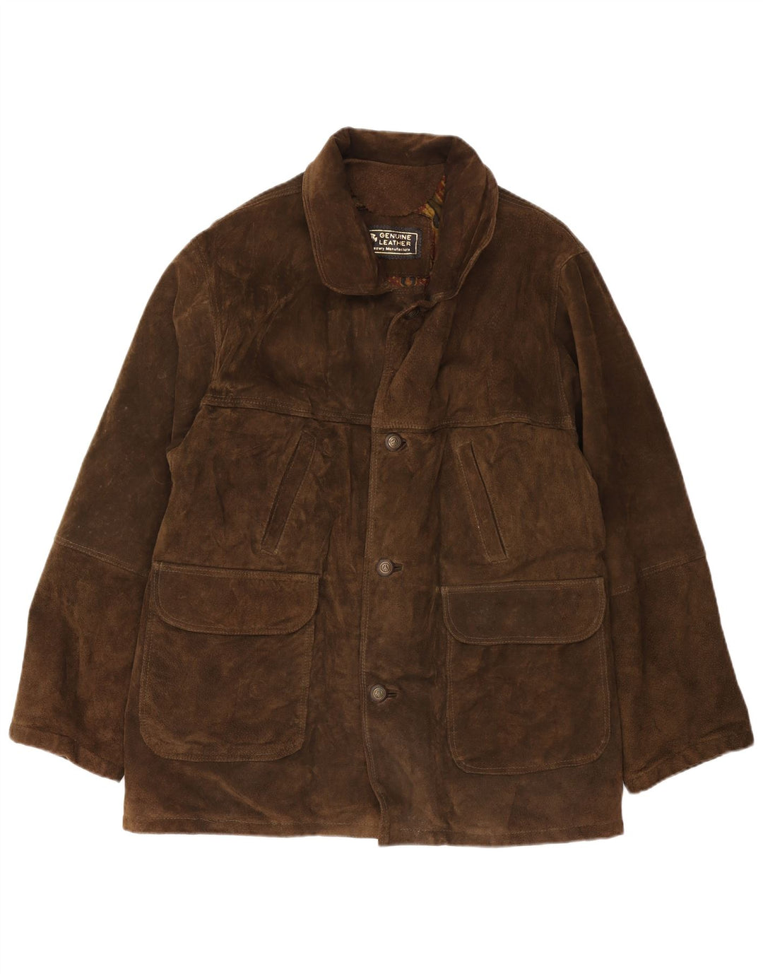 Vintage herre ruskindsjakke UK 42 XL brunt læder