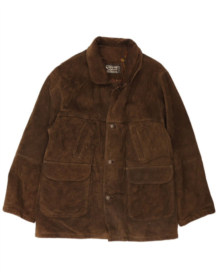 Vintage herre ruskindsjakke UK 42 XL brunt læder