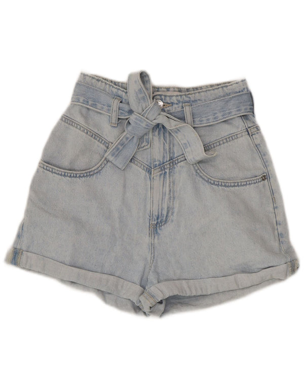 Zara Womens High Waist Denim Shorts EU 32 2XS W22  Blue Cotton