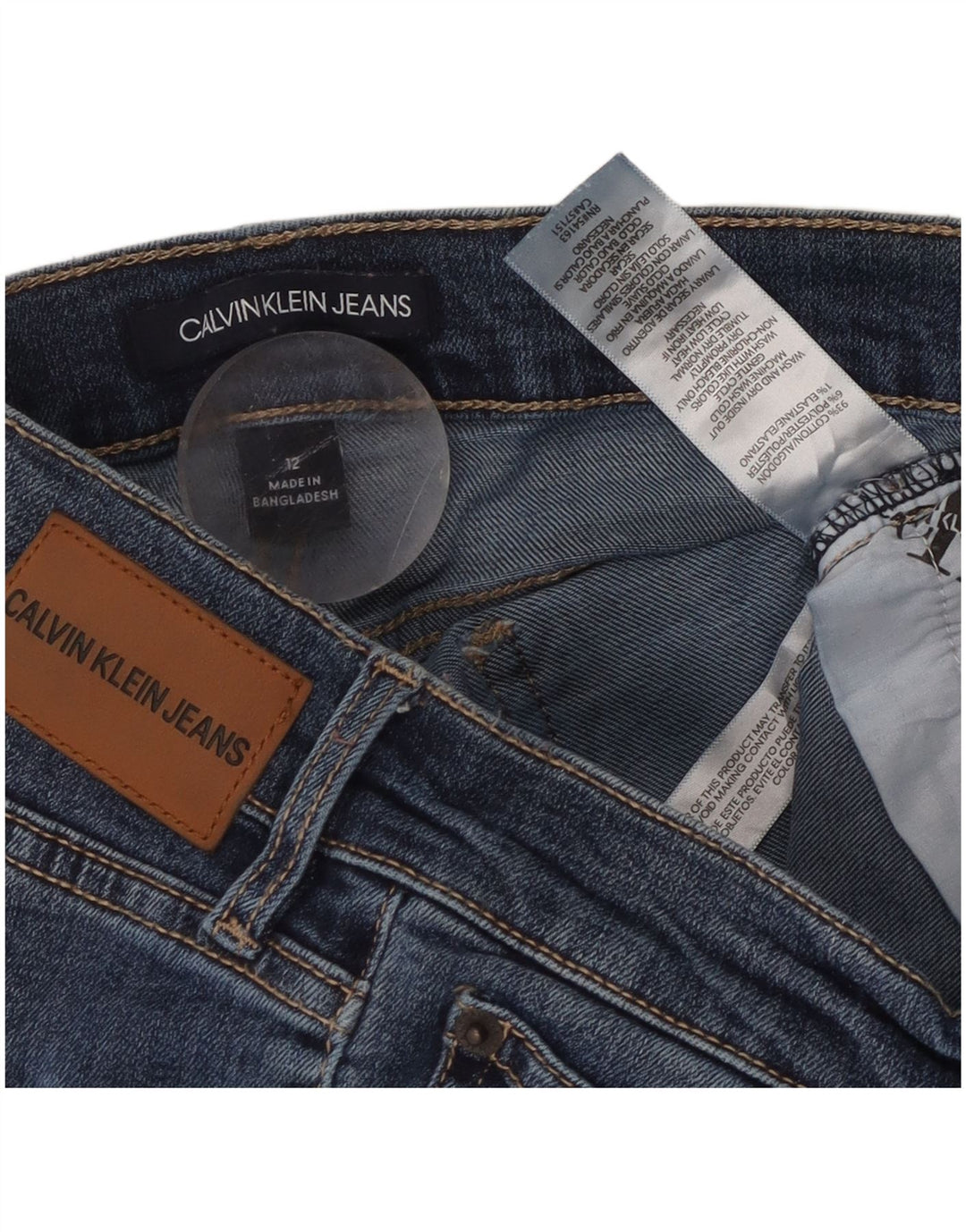CALVIN KLEIN højtaljede cropped jeans til kvinder US 12 Large W30 L26 Blå