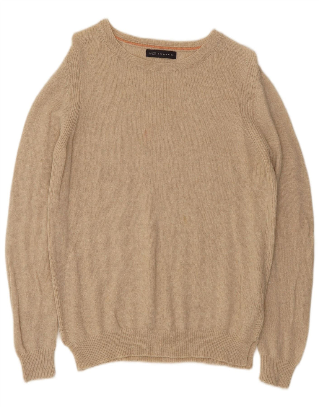 Marks & Spencer Dame Boat Neck Jumper Sweater UK 14 Stor Beige Uld