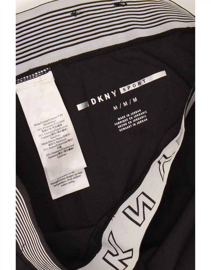 Dkny Womens Graphic Crop Leggings UK 12 Medium Black Polyester