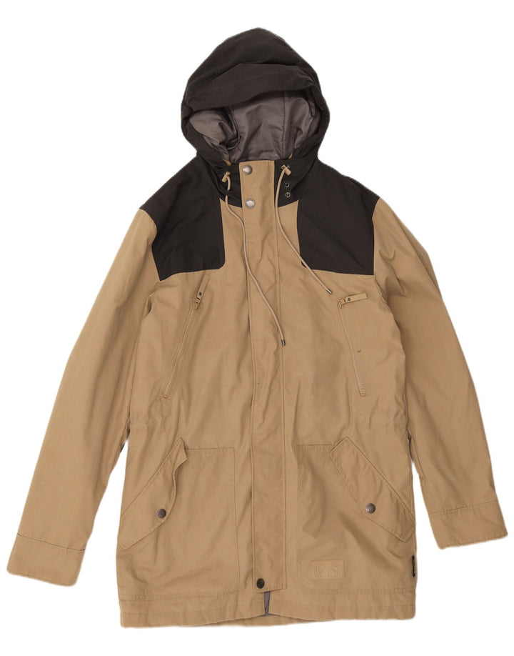 Jack Wolfskin Herre Hooded Parka Jacket UK 36/38 Medium Beige Colourblock