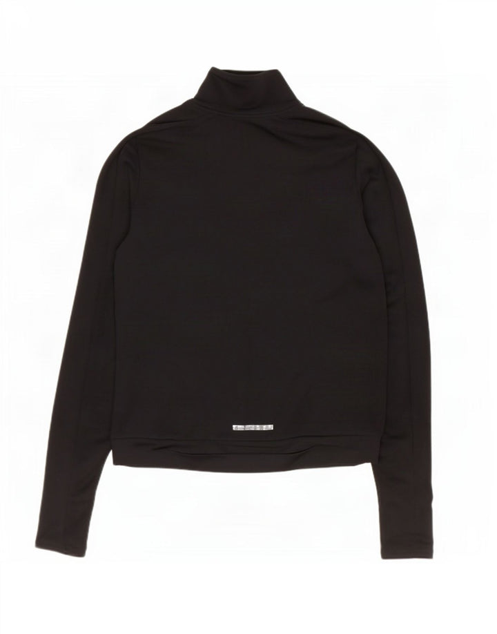 Nike Dame Dri Fit Pullover med lynlås-hals Træningsdragt Top UK 10 Lille Sort