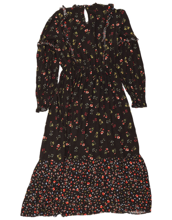 Marks & Spencer Dame Maxi Dress UK 10 Small Black Floral Viscose