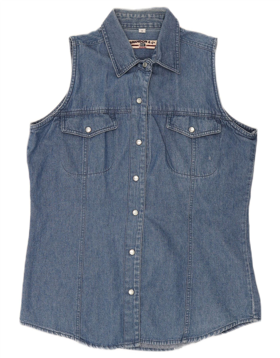 Brandon & C Dame ærmeløs denimskjorte UK 14 Medium Blue