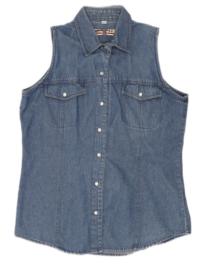 Brandon & C Dame ærmeløs denimskjorte UK 14 Medium Blue