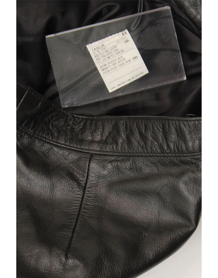 Vintage Dame Bootcut Læderbukser IT 44 Medium W28 L30 Sort Læder