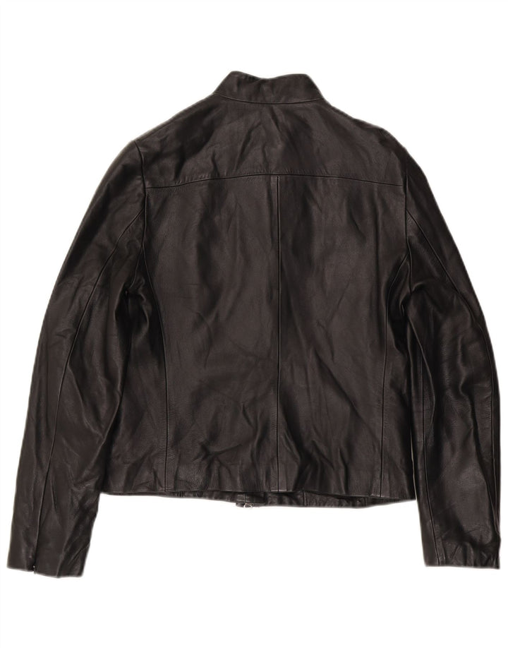 French Connection Dame Læderjakke UK 12 Medium Sort Læder