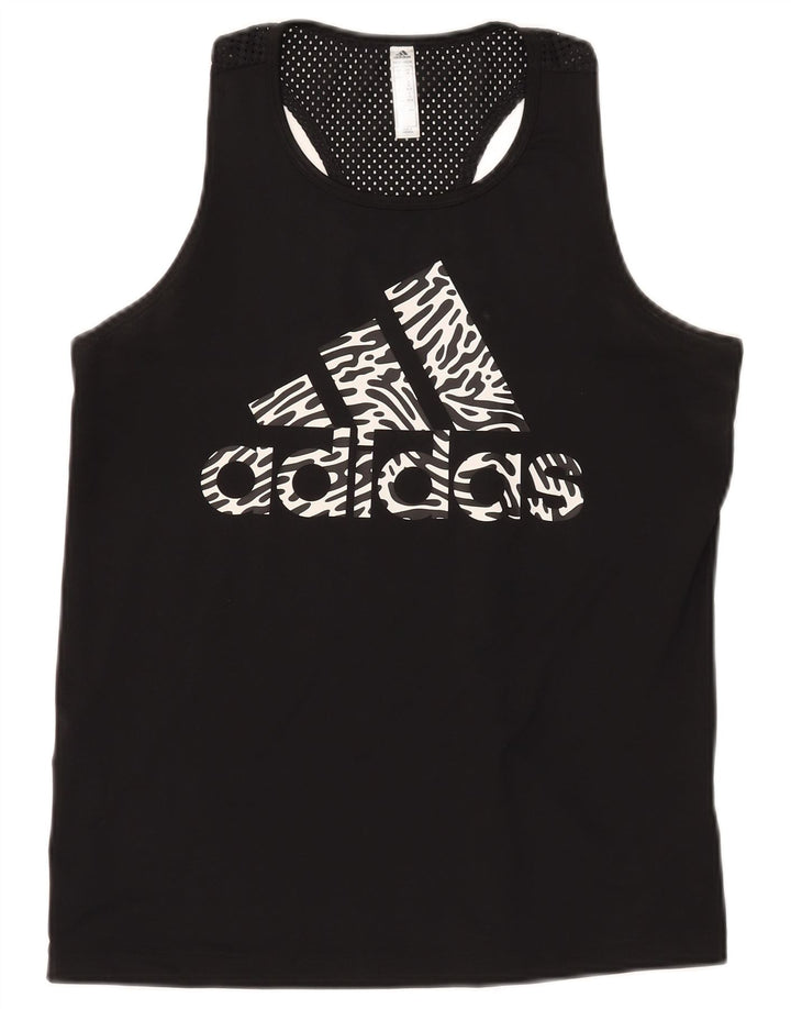 ADIDAS grafisk vest top til kvinder 12/14 medium sort polyester
