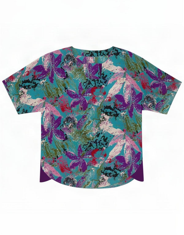 Vintage Dame bluse Top UK 18 XL Flerfarvet Floral Polyester