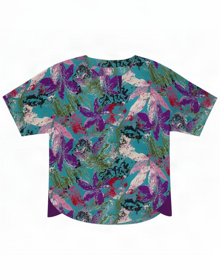 Vintage Dame bluse Top UK 18 XL Flerfarvet Floral Polyester