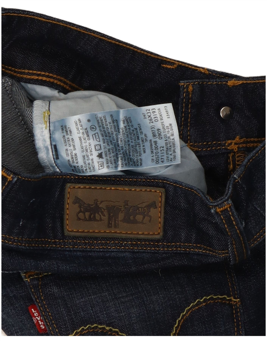 Levi's Dame 570 Straight Jeans W26 L32 Marineblå Bomuld