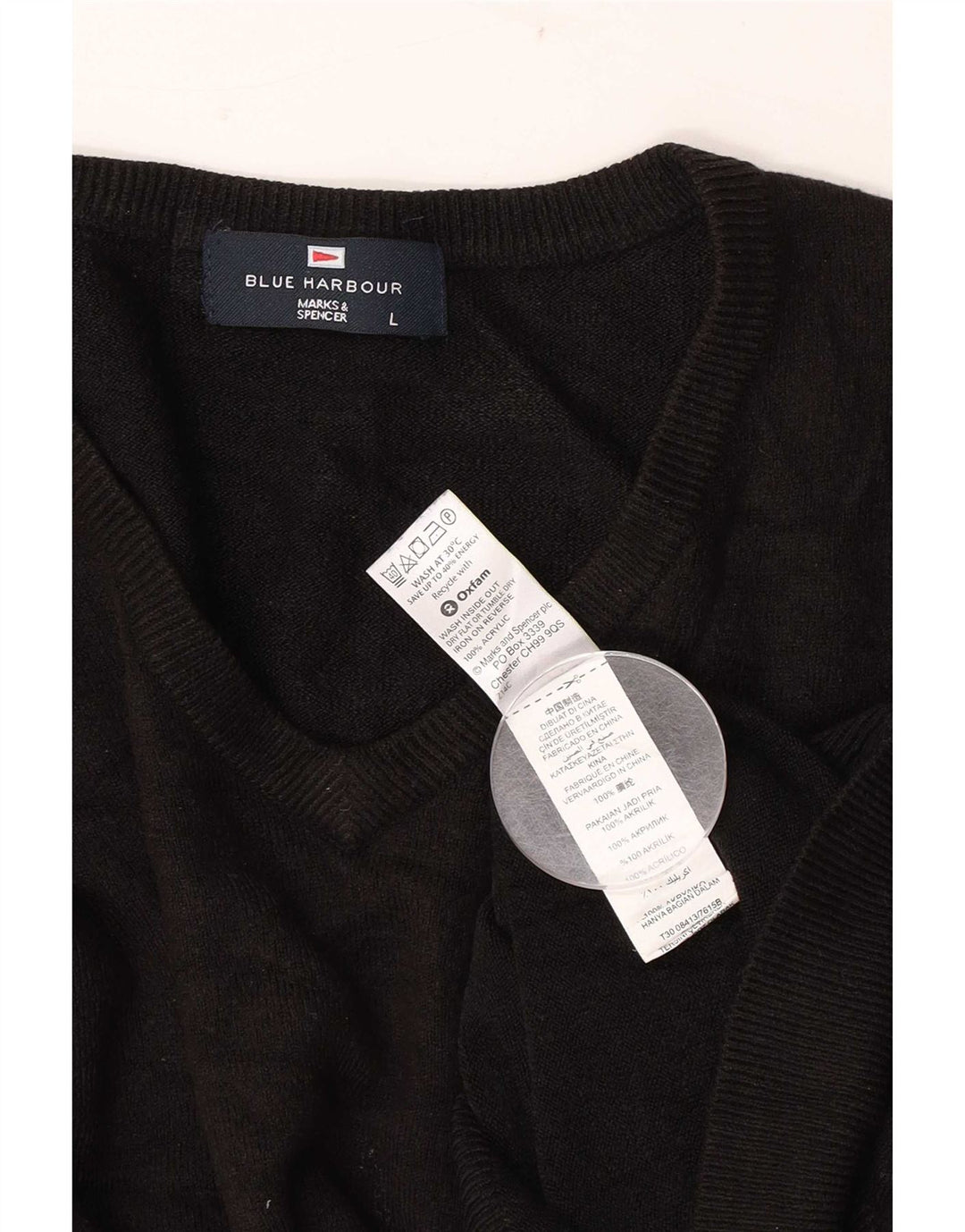 Marks & Spencer Herre Blue Harbor V-hals sweater Stor sort akryl