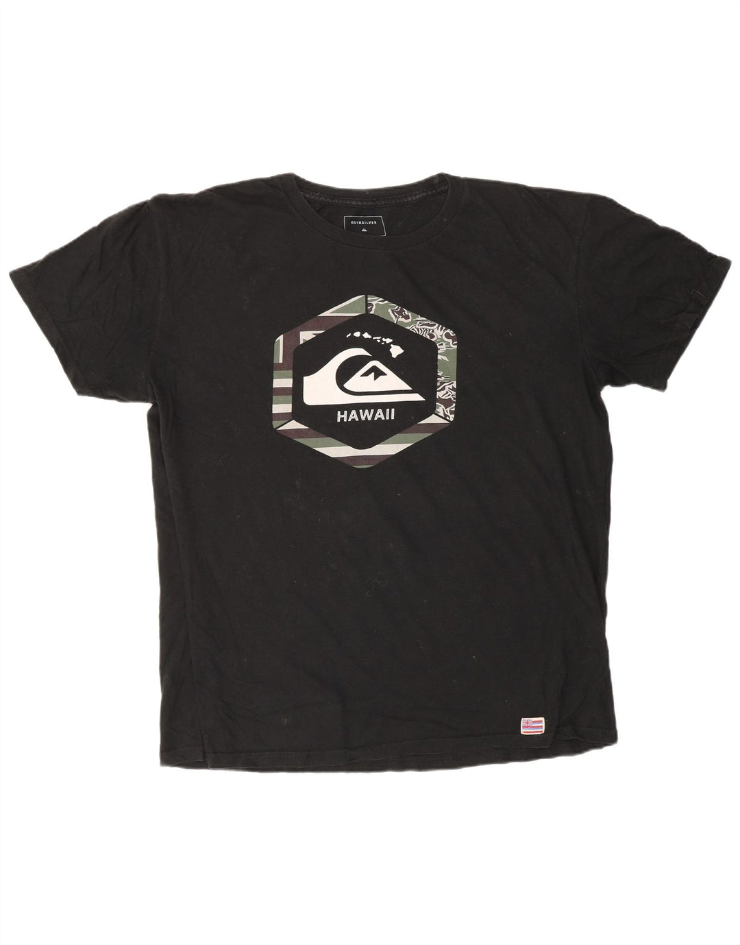 QUIKSILVER Herre Hawaii Regular Fit Grafisk T-Shirt Top Stor Sort Bomuld