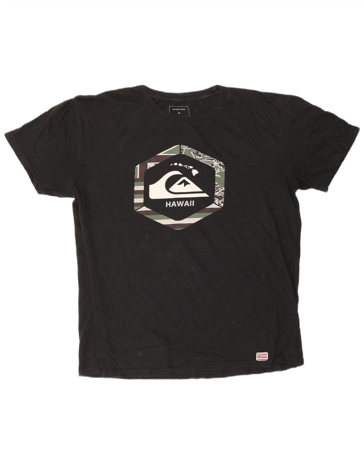 QUIKSILVER Herre Hawaii Regular Fit Grafisk T-Shirt Top Stor Sort Bomuld