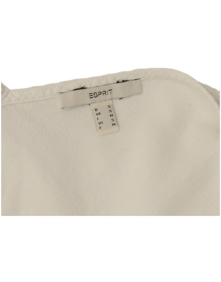 Esprit Dame ærmeløs skjorte bluse UK 10 Small White