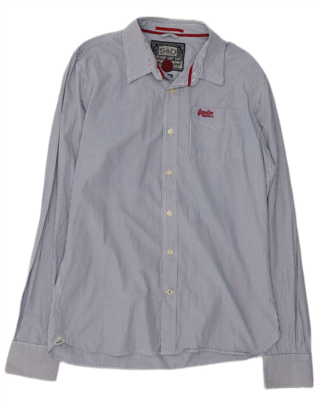 Superdry herreskjorte 2XL blå nålestribet bomuld